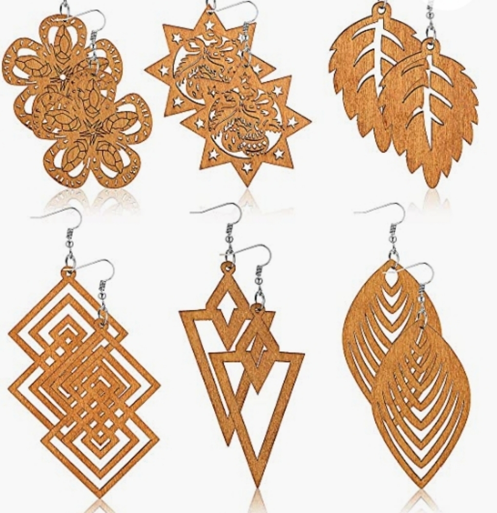 6 Pairs Tribal Dangle Drop Earrings NWT
